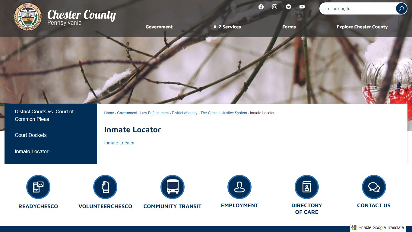 Inmate Locator | Chester County, PA - Official Website